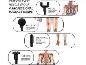 ماساژور تفنگی بدن قابل شارژ پادوم Padom Massage Gun for Pain Relief with 4 Massage Heads