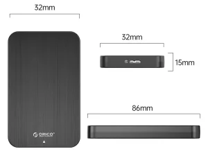 محفظه هارد دیسک ۲.۵ اینچ اوریکو ORICO 2.5 inch M25C3-GR USB3.1 Gen1 Type-C Hard Drive Enclosure