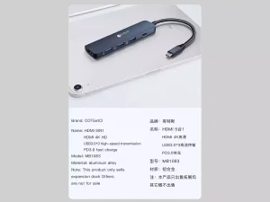 هاب پنج پورت تایپ سی کوتتسی Coteetci HDMI,USB3.0*3 ,PD3.0 MB1083