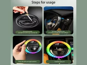 خوشبوکننده و چراغ ال‌ای‌دی خودرو قابل نصب در دریچه کولر RGB Ambient Light Aroma Diffuser Car