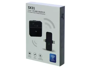 میکروفون بی سیم یقه ای تایپ سی و لایتنینگ SX31 3 in1 Multi-function Wireless Microphone