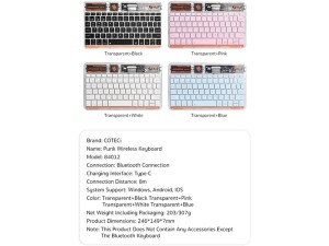 کیبورد بی سیم با طراحی شفاف کوتتسی coteetci 84012 Punk Wireless Keyboard
