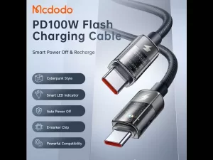 کابل سوپر فست شارژ و انتقال داده تایپ سی به تایپ سی 100 وات 1.2 متری مک دودو Macdodo CA-284 Type-C to Type-C Cable