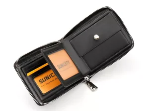 کیف پول مردانه کوچک زیپ دار سانی ستی SUNICETY S3123 men&#39;s PU short business zipper wallet