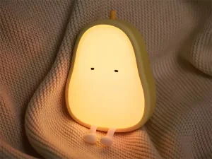 چراغ خواب رومیزی شارژی فانتزی کودکانه طرح گلابی Cute Fruit Pear lamp Silicone Night Light USB Rechargeable Cartoon Bedroom H-L-16