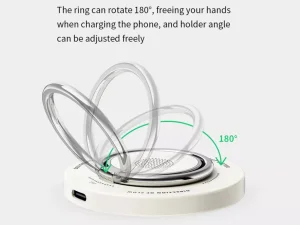 شارژر مغناطیسی بی سیم 15 وات و حلقه نگهدارنده گوشی موبایل راک ROCK W51 Magnetic Ring Holder 3 in 1 Wireless Charger