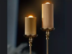 چراغ خواب شارژی طرح شمع چوبی Wood LED Candlelight Simulation Wax Candle Night Light
