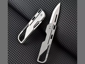 چاقو آنباکسینگ تیتانیومی تاشوی قابل آویز از دسته کلید Multifunctional titanium alloy unboxing mini knife high D2