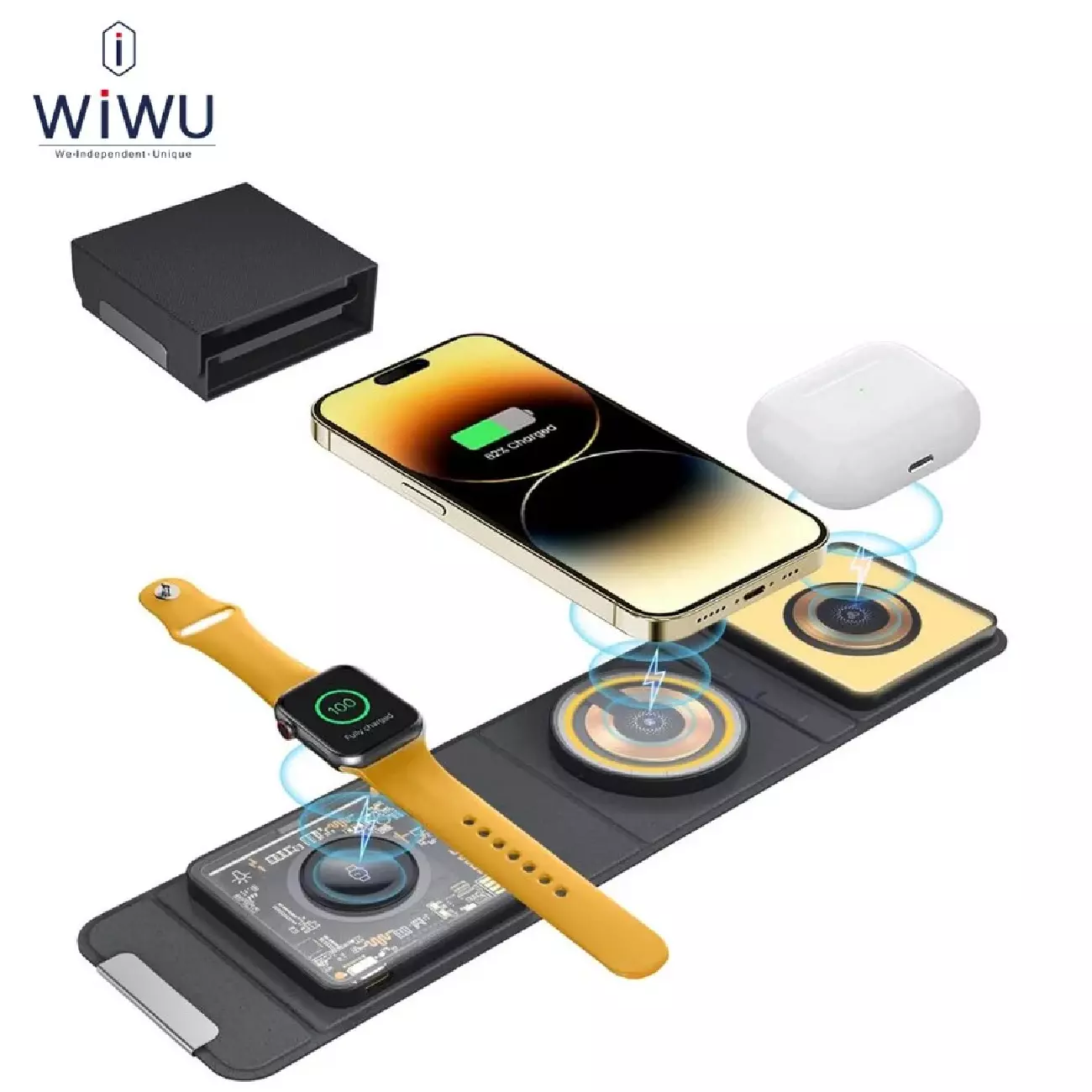 شارژر بی سیم مگنتی تاشو رومیزی 15 وات آیفون، ایرپاد و اپل واچ ویوو Wi-W001