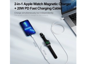 شارژر مغناطیسی اپل واچ دوکاره جویروم JOYROOM S-IW005 Iwatch Magnetic wireless charger/lightning cable