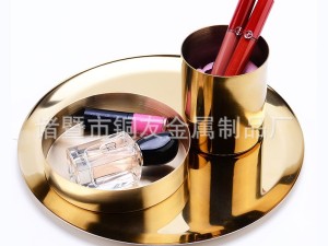 گلدان برنجی چند کاره طلایی Golden vase brass round pen holder