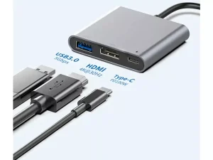 هاب تایپ سی 3 کاره رسی Recci RH05 Type-C To Type-C/USB3.0/HDMI 3-In-1 Hub