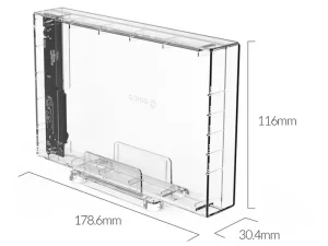 باکس هارد درایو 3.5 اینچی اوریکو ORICO 3159C3-G2-EU-CR-BP Transparent Series 3.5-inch Type-C Hard Drive Enclosure with Holder