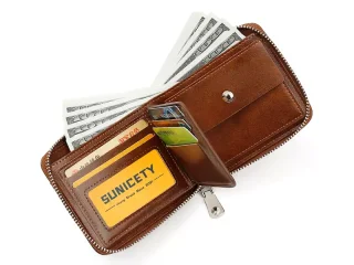کیف پول مردانه کوچک زیپ دار سانی ستی SUNICETY S3123 men&#39;s PU short business zipper wallet