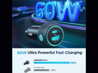 شارژر فندکی تایپ سی و یو اس بی 60 وات جویروم JOYROOM CC-N01 60W A+C color button switch car charging