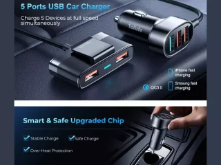 شارژر فندکی 5 پورت یواس‌بی 45 وات خودرو جویروم Joyroom JR-CL03 Pro 45W 5-Port USB Car Charger