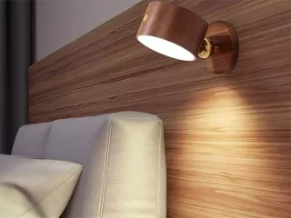 چراغ دیواری چوبی لمسی شارژی با قابلیت چرخش 360 درجه NO-HB013 Wooden Wall Lamp USB Rechargeable Night Light Touch Dimming Magnetic