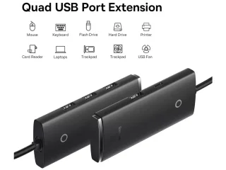 هاب یو اس بی 4 پورت بیسوس Baseus Airjoy 4 Port USB2.0 Hub Adapter WKQX070001