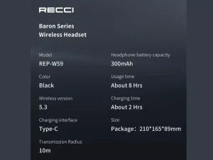 هدفون بلوتوثی رسی Recci Baron Series Wireless ANC REP-W59