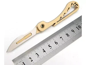 چاقو آنباکسینگ برنجی تاشو قابل آویز از دسته کلید Brass key chain knife sharp utility knife portable