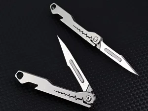 چاقو آنباکسینگ تیتانیومی تاشوی قابل آویز از دسته کلید Titanium alloy mini folding knife