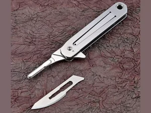 چاقو آنباکسینگ تاشو فوق‌العاده تیز دارای دو نوع تیغه قابل تعویض mini knife portable Stainless steel
