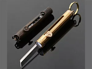 چاقو آنباکسینگ برنجی قابل آویز از دسته کلید Brass mini chain knife portable sharp self-defense