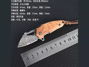 چاقو آنباکسینگ تاشو فولادی با دسته چوبی steel sharp pocket knife portable knife