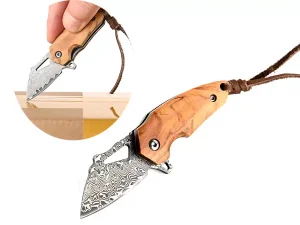 چاقو آنباکسینگ تاشو فولادی با دسته چوبی steel sharp pocket knife portable knife
