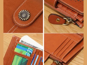 کیف پول زنانه چرمی تاشو IOS/Aiguoshi Cowhide women&#39;s folding wallet 2045