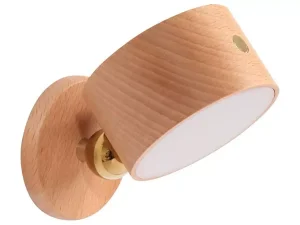 چراغ دیواری چوبی لمسی شارژی با قابلیت چرخش 360 درجه NO-HB013 Wooden Wall Lamp USB Rechargeable Night Light Touch Dimming Magnetic