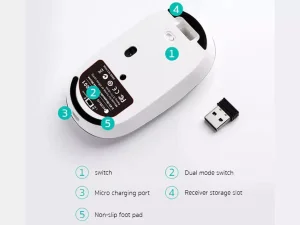 موس بی سیم دو حالته شارژی کوتتسی Coteci Dual-Mode Wireless Mouse 84001
