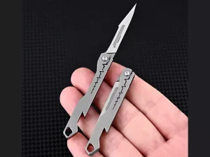 چاقو آنباکسینگ تیتانیومی تاشوی قابل آویز از دسته کلید Titanium alloy mini folding knife