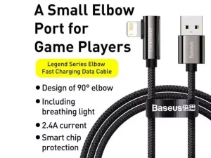 کابل شارژ و انتقال داده لایتنینگ بیسوس Baseus Legend Elbow iP Cable 1m 2.4A CALCS-01