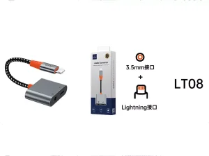 مبدل لایتنینگ به لایتنینگ و درگاه صدا ویوو Wiwu LT08 Lightning To Lightning &amp; 3.5mm Audio Converter