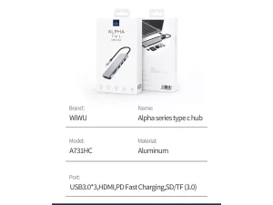 هاب تایپ سی 7 پورت مک بوک فلزی ویوو WiWU Type C Usb C Adapter 7 in 1 For Macbook Alpha 731 HC