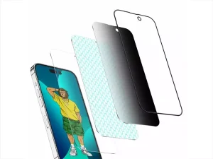 محافظ صفحه نمایش شیشه ای حریم شخصی آیفون 14 پرو گرین Green iPhone 14 Pro 3D Silicone+ Privacy Glass