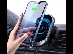 هولدر موبایل مگنتی و شارژر بی سیم داخل خودرو15 وات یوسامز Usams US-CD182 15W Magnetic Car Wireless Charger Phone Holder