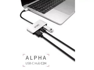 مبدل تایپ سی به اچ دی ام آی، تایپ سی و یو اس بی ویوو WiWU ALPHA 3 IN 1 USB-C HUB C2H