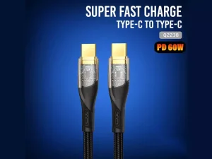 کابل شارژ سریع تایپ سی به تایپ سی 60 وات یک متری ایکس‌او XO NB-Q223B Type-C to Type-C Data Charging Cable