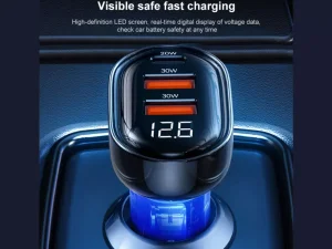 شارژر فندکی فست شارژ تایپ سی و یو اس بی 80 وات یوسامز USAMS US-CC159 Transparent Fast Car Charger Kit
