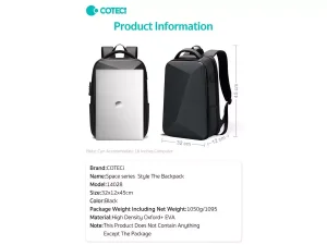 کوله پشتی لپ تاپ 16 اینچی ضدآب کوتتسی Coteetci space series style the backpack 14028