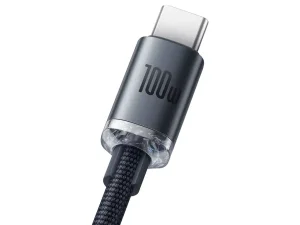 کابل سوپر فست شارژ یو اس بی به تایپ سی 100 وات 1.2 متری بیسوس Baseus Crystal Shine USB to USB-C Cable CAJY000401