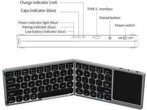 کیبورد بی سیم تاشو شارژی با تاچ پد ویوو WIWU Bluetooth Folding Keyboard Laptop FMK-04