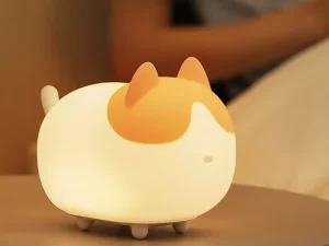 چراغ خواب فانتزی شارژی رومیزی Cute cat silicone pat lamp induction dimming M21