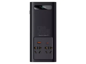 اینورتر و شارژر فندکی فست شارژ ماشین تایپ سی چند کاره 500 واتی بیسوس CGNB000101