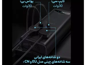 اینورتر و شارژر فندکی فست شارژ ماشین تایپ سی چند کاره 500 واتی بیسوس CGNB000101