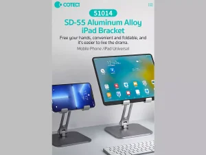هولدر رومیزی موبایل و تبلت تاشو کوتتسی سازگار با آیفون Coteetci SD-55 Aluminum Alloy iPad/Phone Bracket 51014