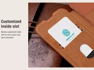 کیف کلاسوری آیفون 15 پرو نیلکین Nillkin Apple iPhone 15 Pro Qin Pro leather case