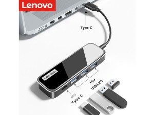 هاب تایپ‌سی با 4 پورت لنوو Lenovo EC04 USB 3.0 HUB Adapter Multi USB Splitter
